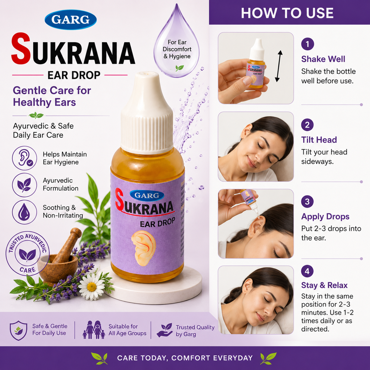 Sukrana Ear Drop – Ayurvedic Ear Care Drops for Ear Hygiene & Comfort