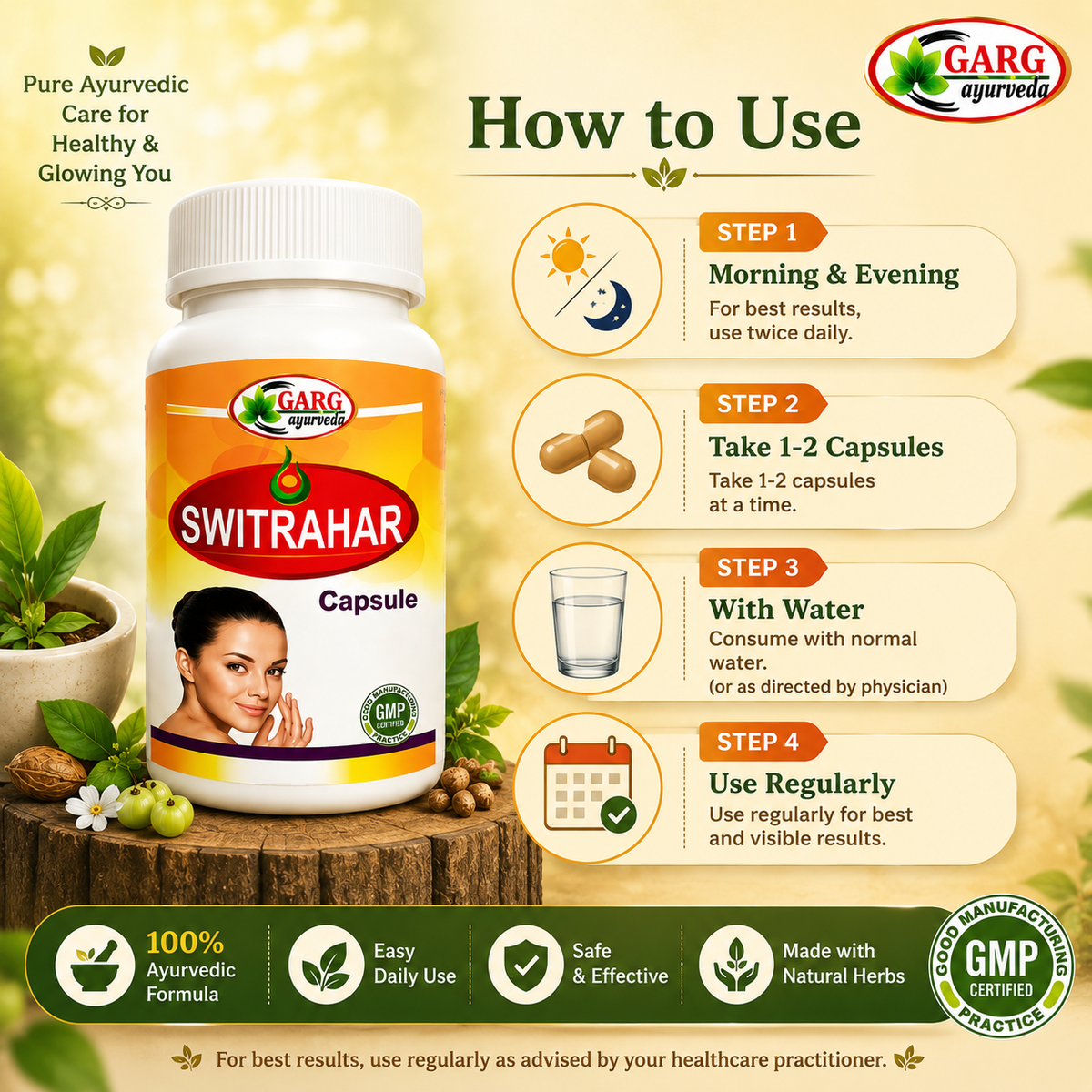 Switrahar Capsule - Ayurvedic Herbal Formula for Skin Wellness & Vitiligo Care
