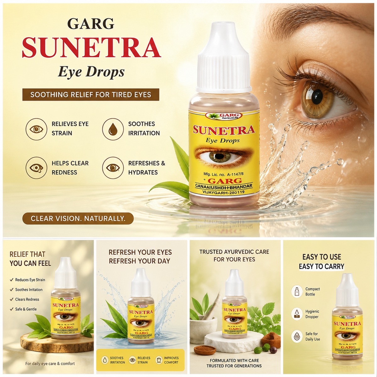 Garg Sunetra Eye Drops – Eye Care for Tired, Dry & Irritated Eyes