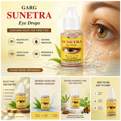 Garg Sunetra Eye Drops – Eye Care for Tired, Dry & Irritated Eyes