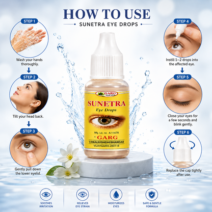 Garg Sunetra Eye Drops – Eye Care for Tired, Dry & Irritated Eyes